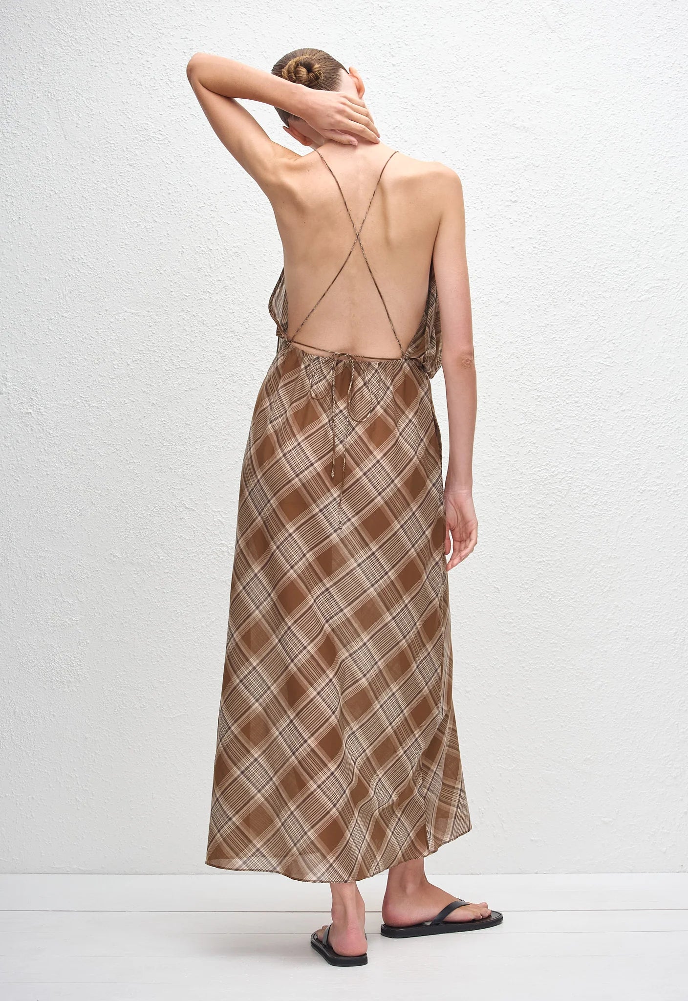Matteau Layered Halter Midi Dress in Picnic Plaid