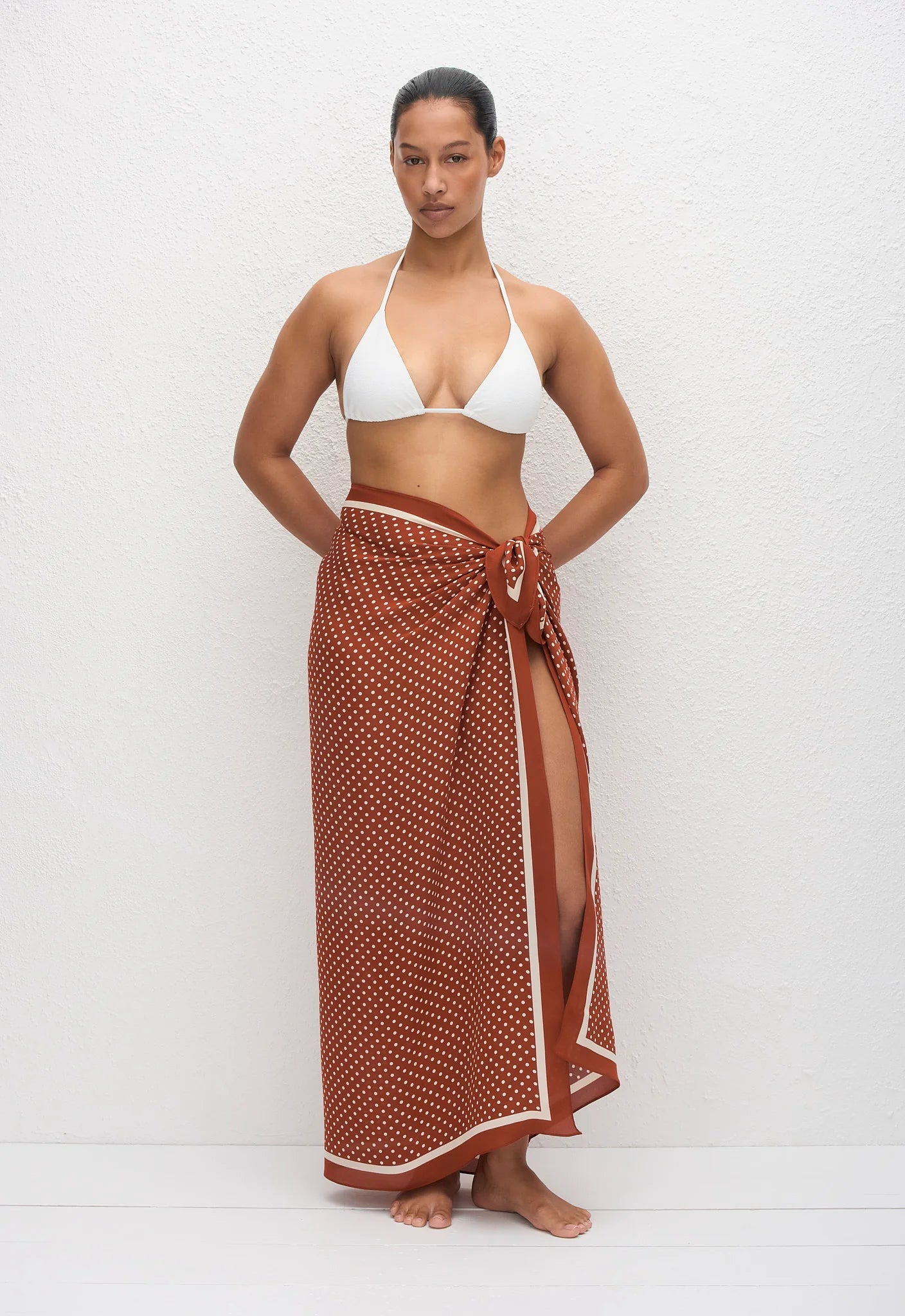 Matteau Silk Sarong in Tomato Polka Dot