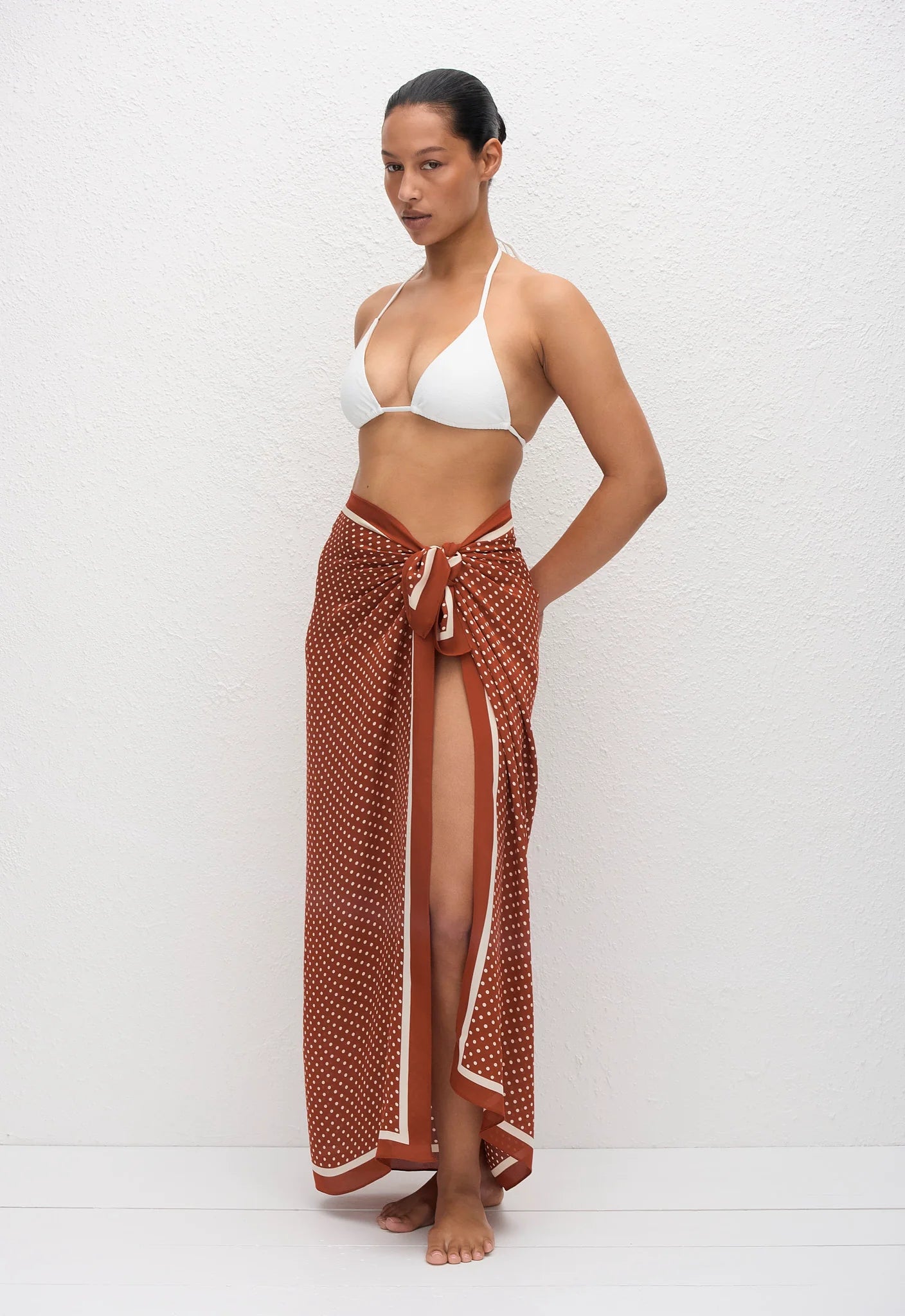 Matteau Silk Sarong in Tomato Polka Dot