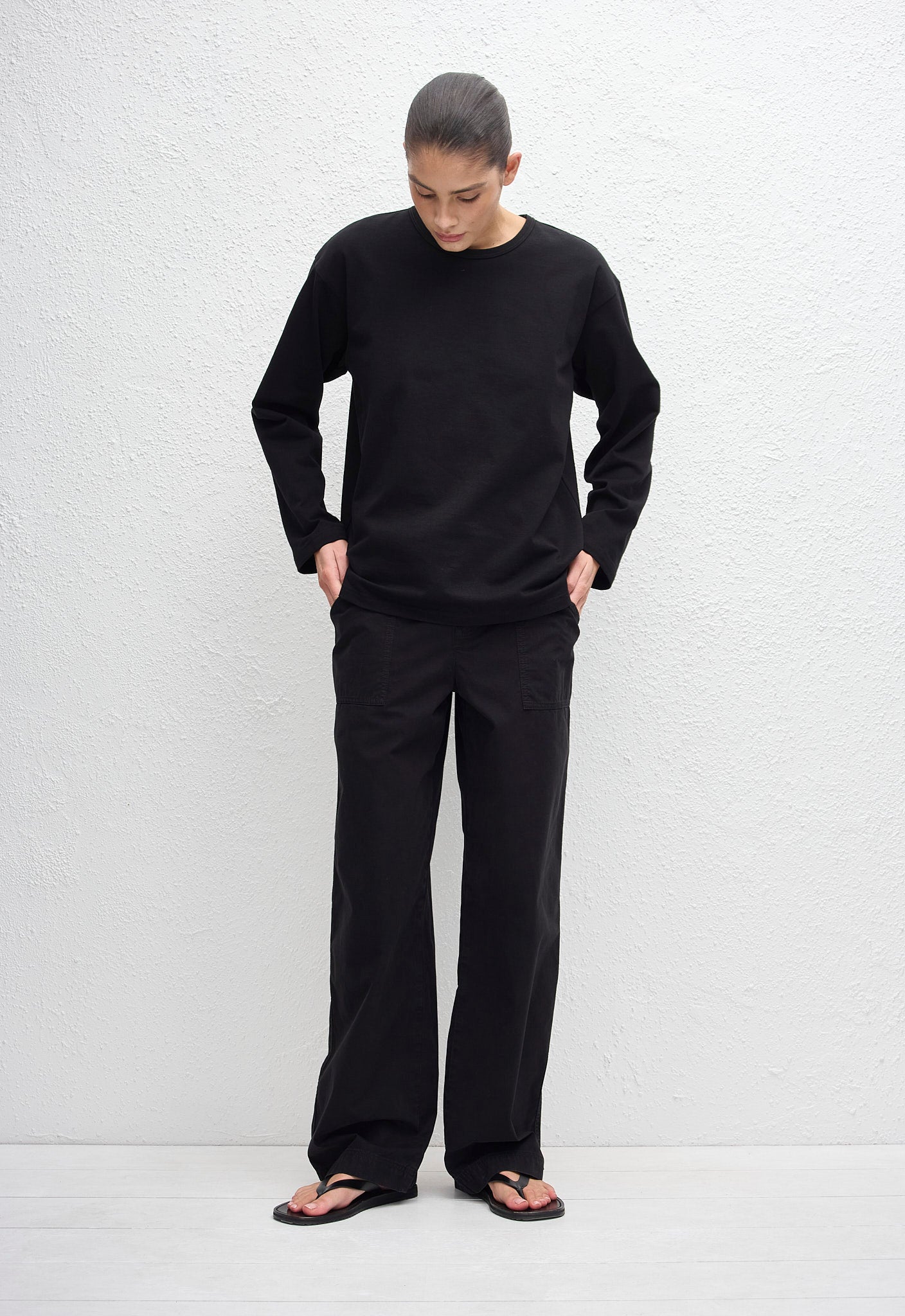 Matteau Long Sleeve Tee in Black - detail view