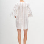 Matteau Magyar Broderie Tee Dress in White - close up