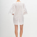 Matteau Magyar Broderie Tee Dress in White - close up