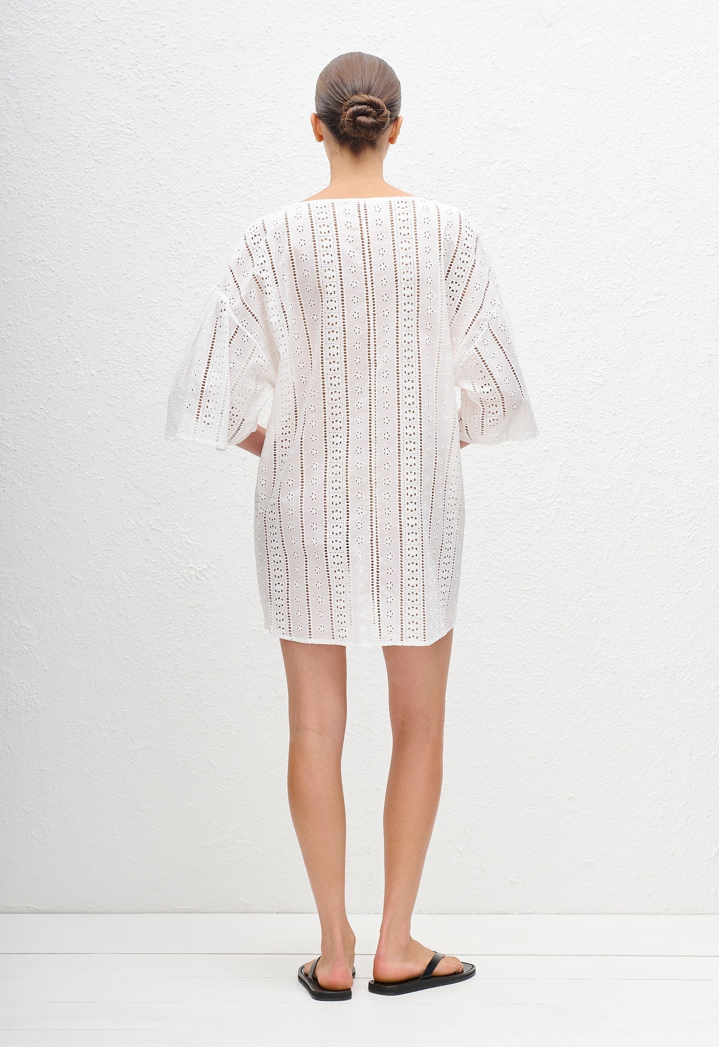 Matteau Magyar Broderie Tee Dress in White - close up