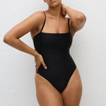 Matteau Petite Square Maillot in Deep Black - side view
