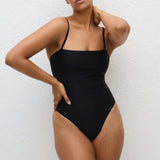 Matteau Petite Square Maillot in Deep Black - side view