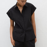 Matteau Relaxed Sleeveless Shirt in Black - side view