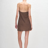 Matteau Square Slip Mini Dress in Chocolate Polka Dot