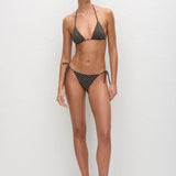 Matteau String Triangle Top in Chocolate Polka Dot