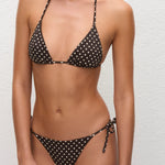 Matteau String Triangle Top in Chocolate Polka Dot