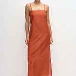 Matteau Square Shift Midi Dress in Tomato Polka Dot