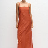 Matteau Square Shift Midi Dress in Tomato Polka Dot
