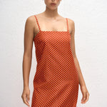 Matteau Square Shift Midi Dress in Tomato Polka Dot