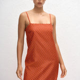 Matteau Square Shift Midi Dress in Tomato Polka Dot