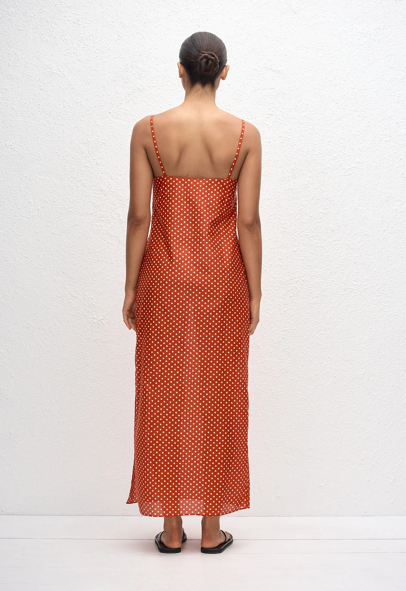 Matteau Square Shift Midi Dress in Tomato Polka Dot
