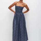 Matteau Shirred Bodice Dress in Bluebell - side view