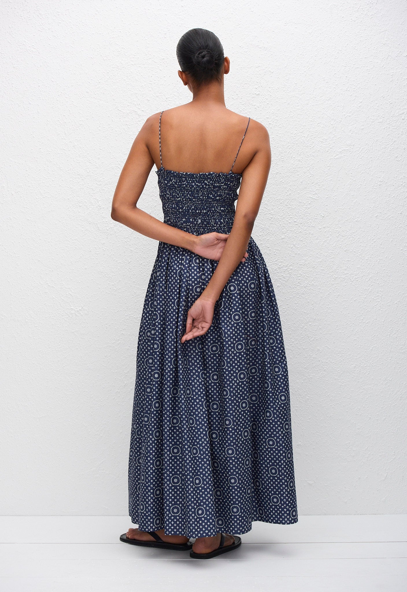 Matteau Shirred Bodice Dress in Bluebell - styled look