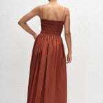 Matteau Shirred Bodice Dress in Garnet - styled look