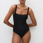 Matteau Square Maillot in Deep Black - side view