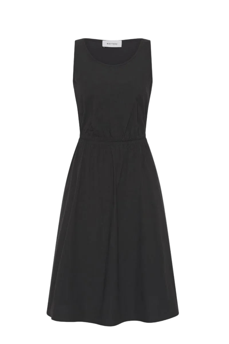 Matteau Drawcord Tank Midi Dress in Black