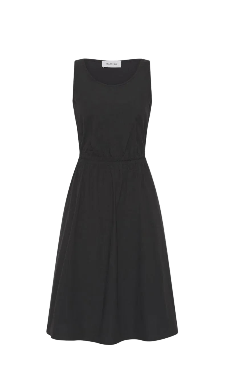 Matteau Drawcord Tank Midi Dress in Black