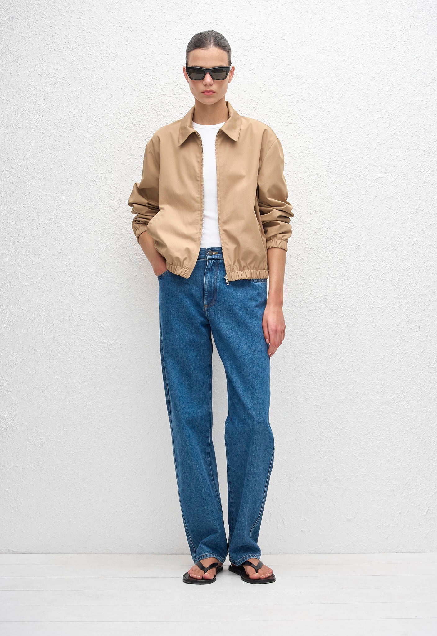 Matteau Twill Bomber Jacket in Camel - side view