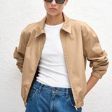 Matteau Twill Bomber Jacket in Camel - detail view