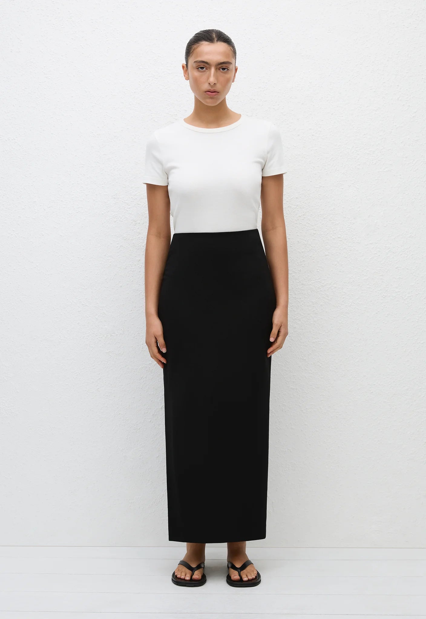 Matteau Crepe Column Skirt - Black - side view