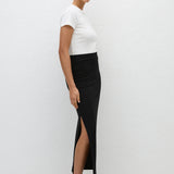 Matteau Crepe Column Skirt - Black - detail view