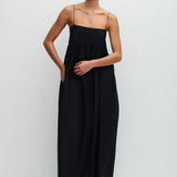 Matteau Empire Pintuck Bodice Dress in Black