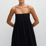 Matteau Empire Pintuck Bodice Dress in Black