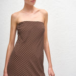 Matteau Bias Column Dress in Chocolate Polka Dot
