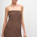 Matteau Bias Column Dress in Chocolate Polka Dot