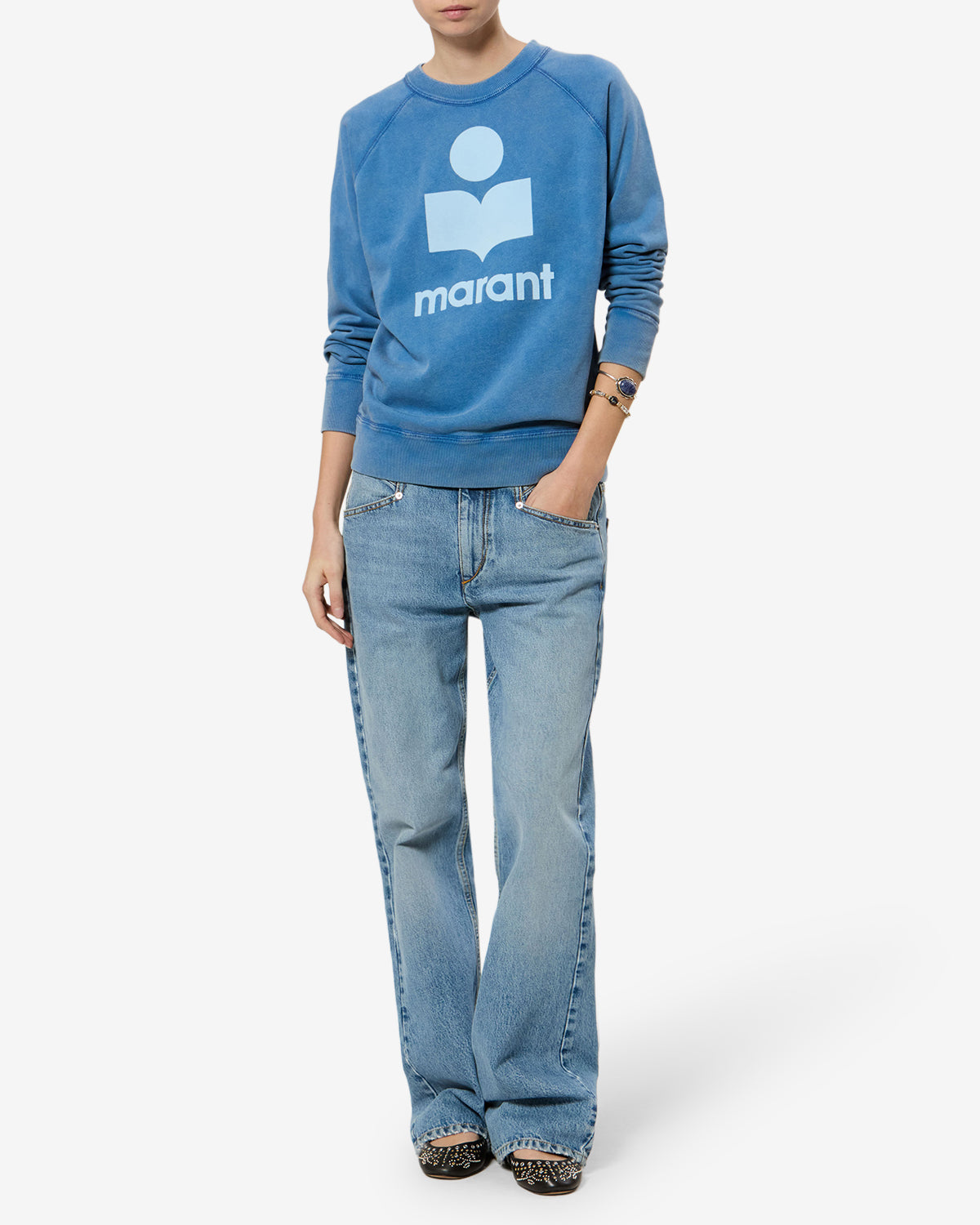 Isabel Marant Millyny Sweatshirt in Blue And Light Blue - side view