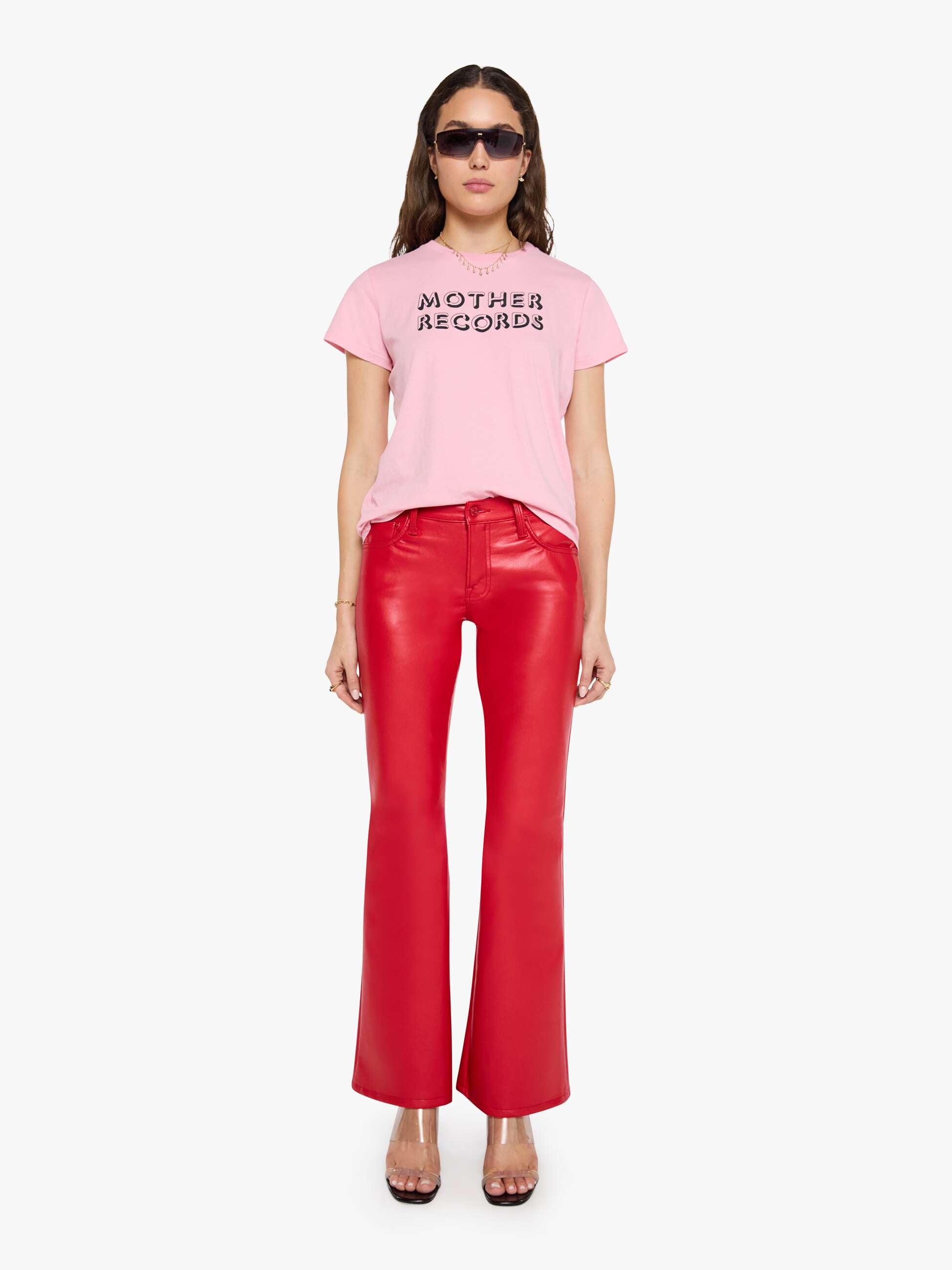 Mother The Boxy Goodie Goodie in Mother Records - Candy Cane - styled look