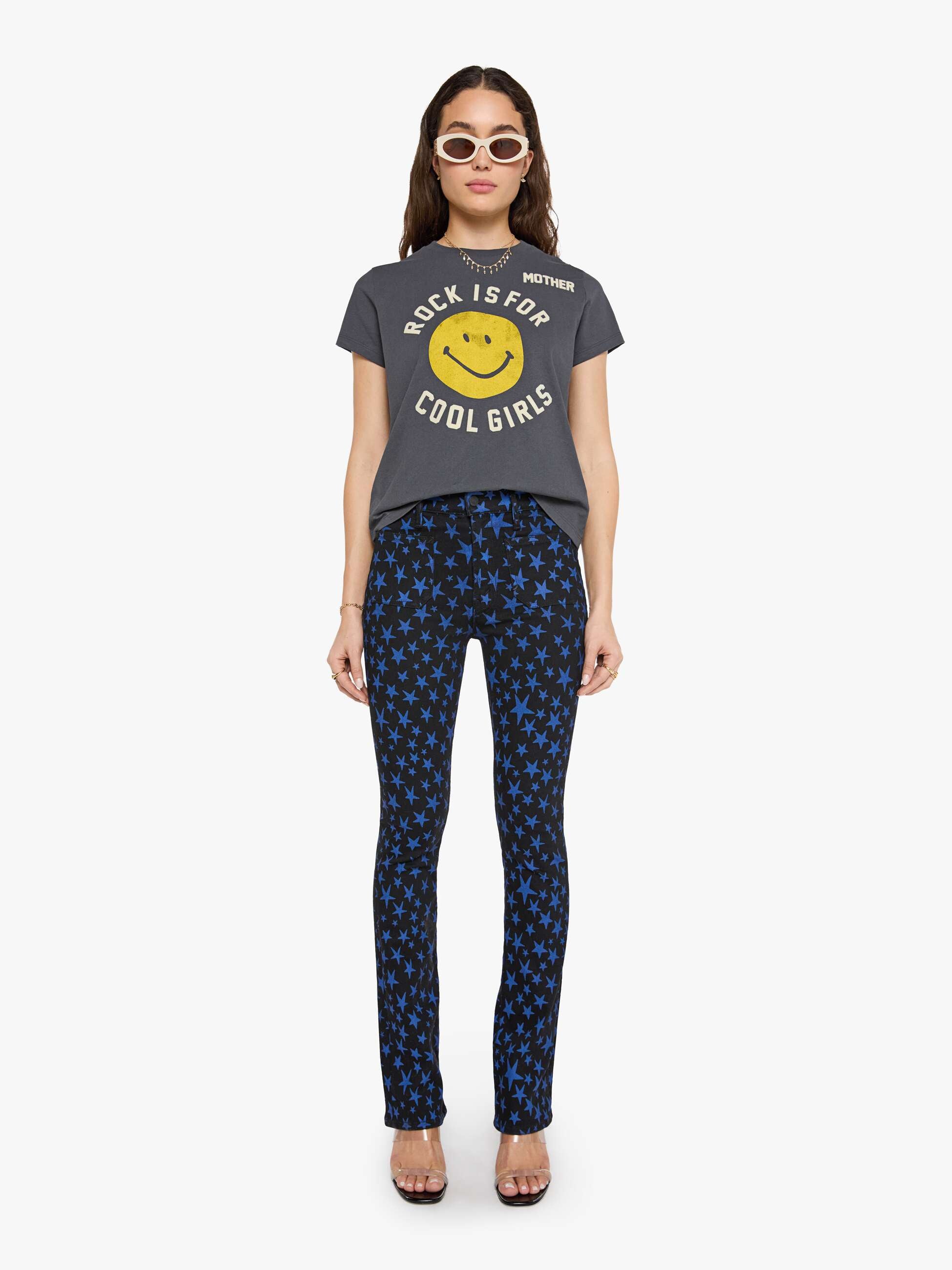 Mother The Boxy Goodie Goodie in Rock Is for Cool Girls - Faded Black Reactive - styled look