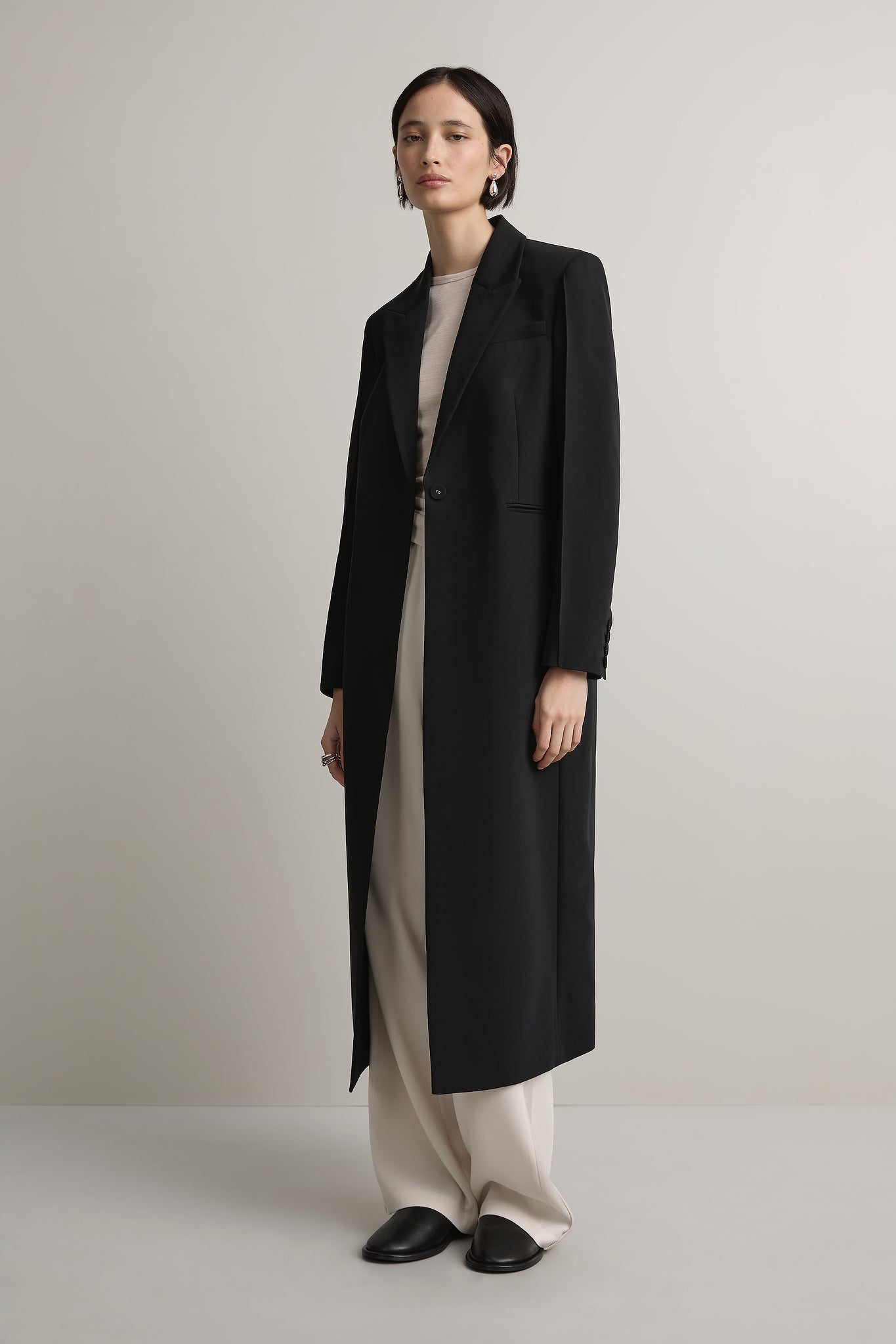 A Emery Mylor Long Blazer in Black - side view
