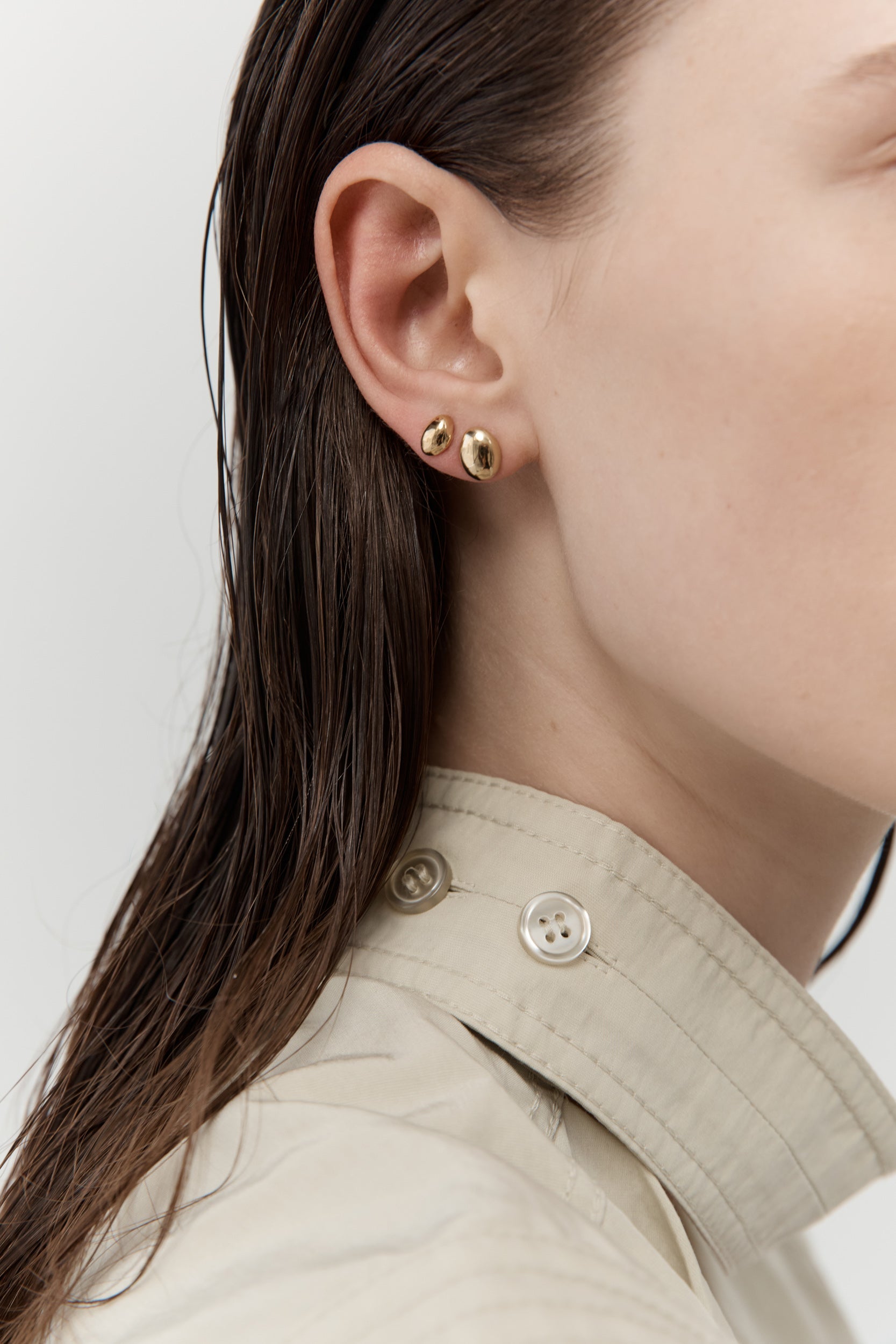 Nina Gordon Figure Studs XSMALL in Gold - side view
