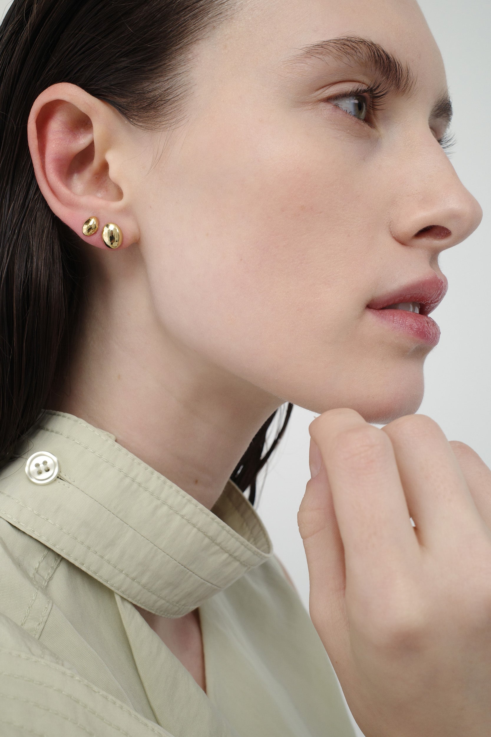 Nina Gordon Figure Studs XSMALL in Gold - outfit inspiration