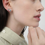 Nina Gordon Figure Studs XSMALL in Silver - side view