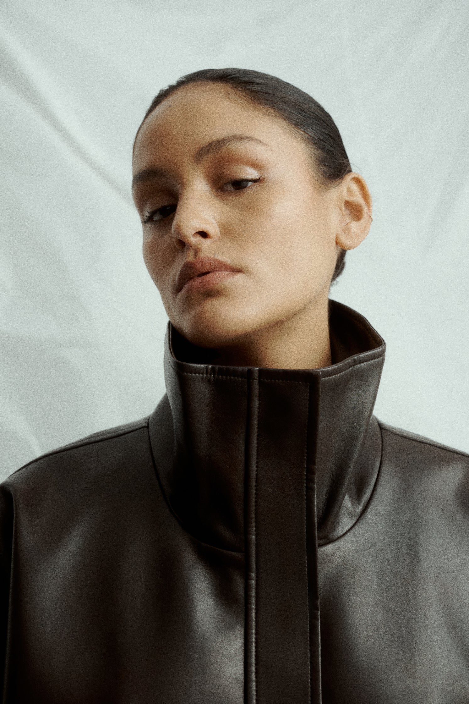 One of Others Ares Bomber in Espresso - styled look