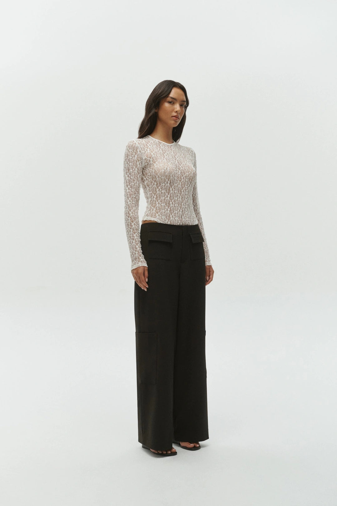 One of Others Leo Lace Bodysuit in White - detail view
