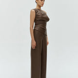 One of Others Porter Top in Cocoa - side view