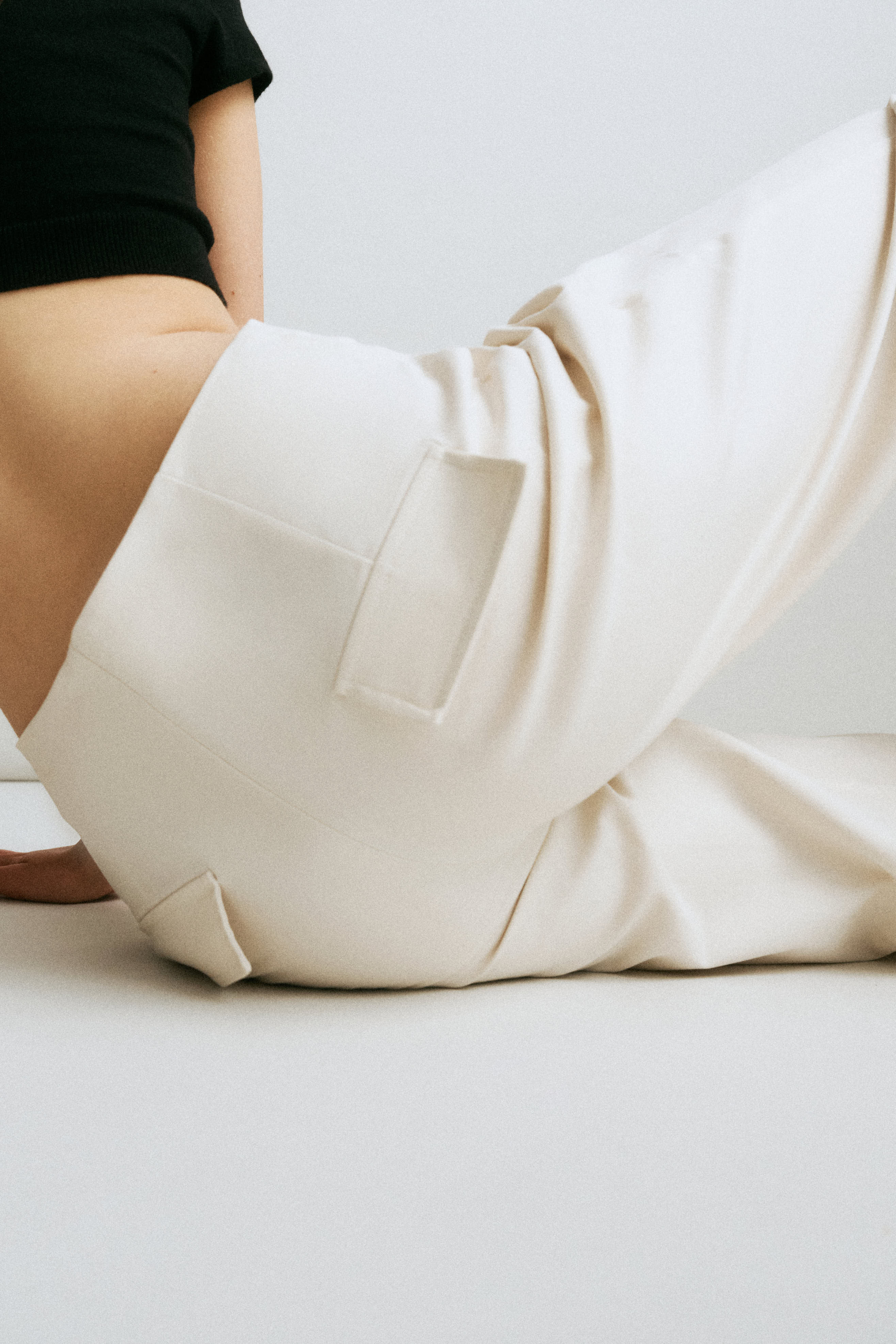 One Of Others Pedro Pant in Ecru - close up