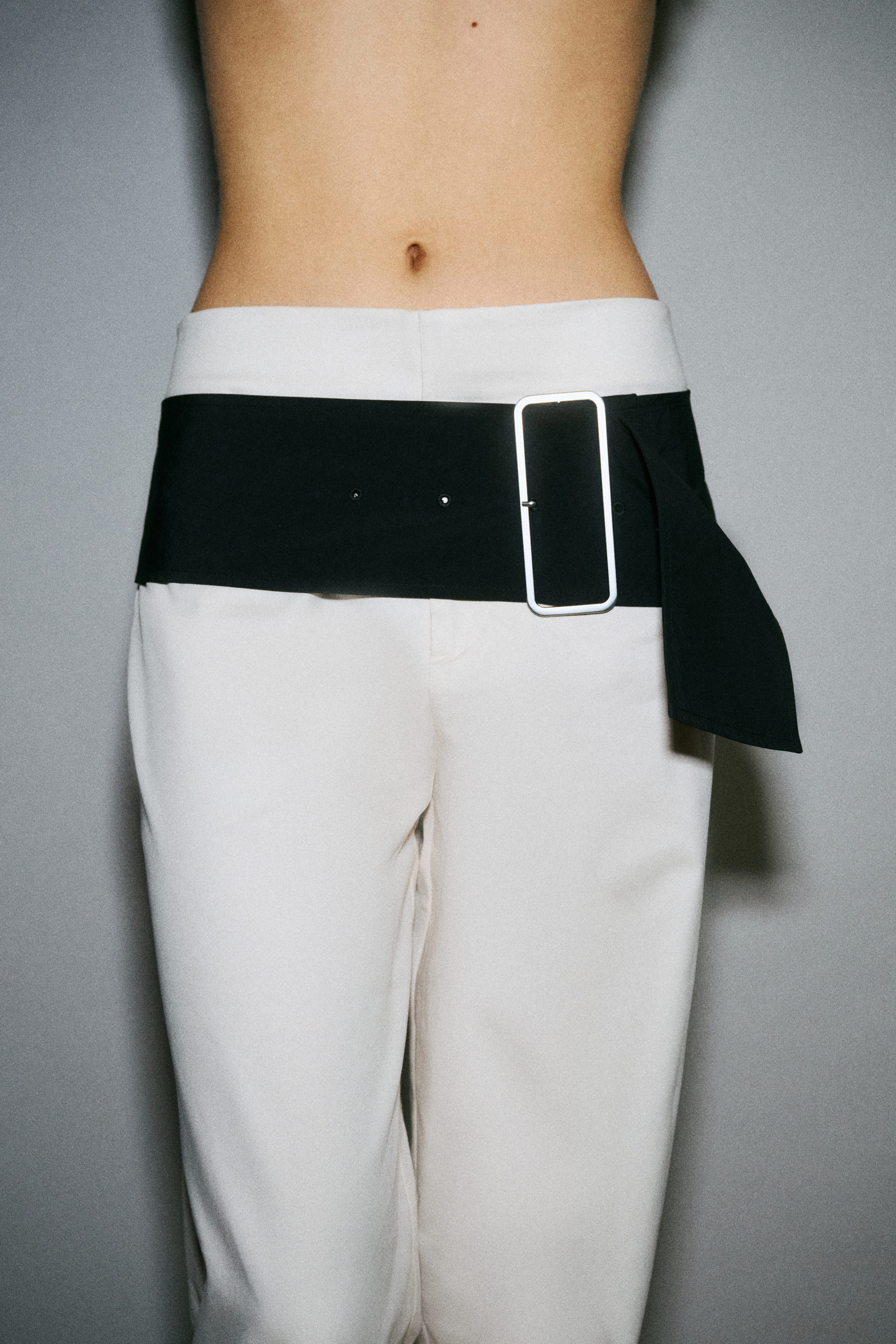 One Of Others Pedro Pant in Ecru - close up