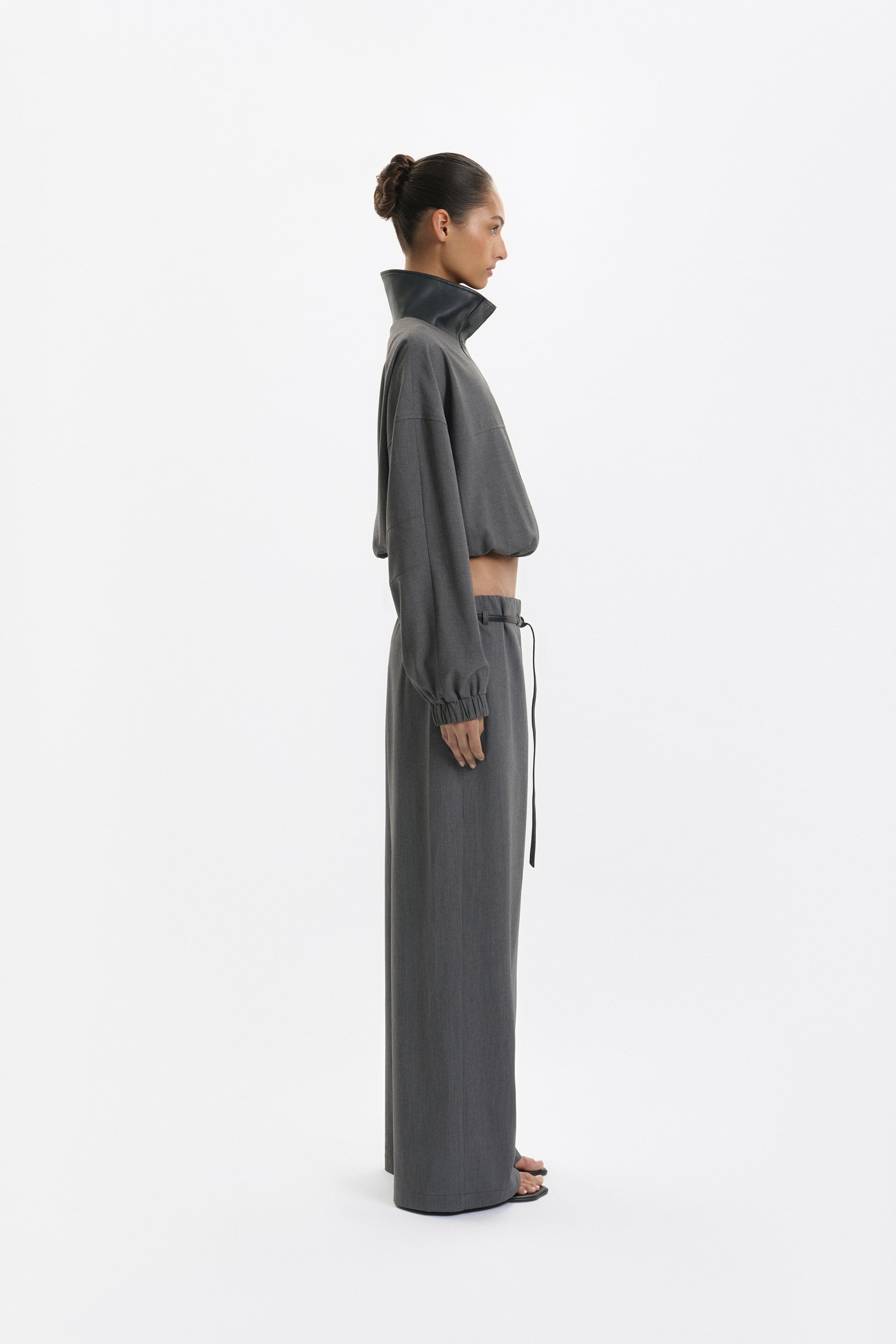 One Of Others Tove Bomber in Charcoal and Black - styled look