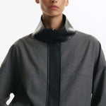 One Of Others Tove Bomber in Charcoal and Black - close up