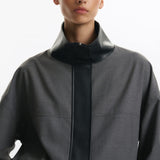 One Of Others Tove Bomber in Charcoal and Black - close up