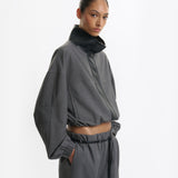 One Of Others Tove Bomber in Charcoal and Black - close up