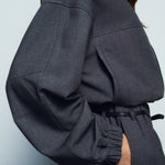 One Of Others Tove Bomber in Charcoal and Black - close up