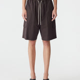 Bassike Crushed Cotton Cargo Short in Chocolate Brown